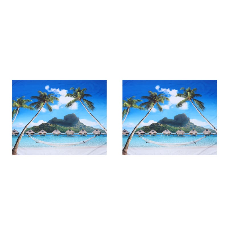 2 pcs Beautiful Hawaiian Style Hanging Background Cloth Backdrop Adornment - Image 1