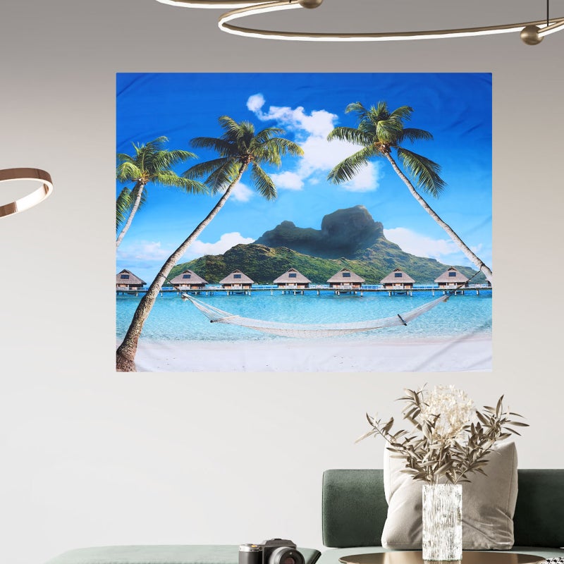 2 pcs Beautiful Hawaiian Style Hanging Background Cloth Backdrop Adornment - Image 3
