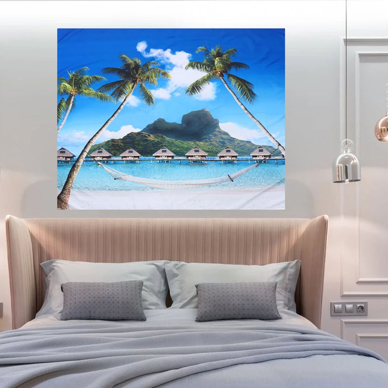 2 pcs Beautiful Hawaiian Style Hanging Background Cloth Backdrop Adornment - Image 2
