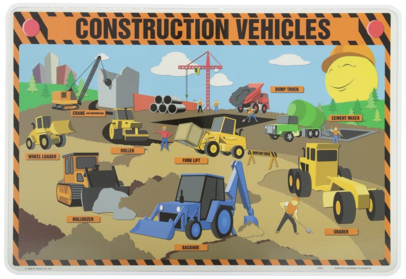 Painless Learning Construction Vehicles Placemat Large