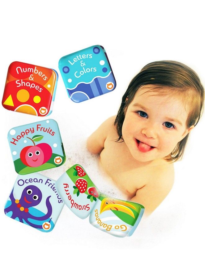Babybibi Floating Baby Bath Books. Kids Learning Bath Toys. Waterproof Bathtime Toys For Toddlers. Kids Educational Infant Bath Toys. (Set Of 4: Fruit Ocean Abc Numbers Books) - Image 1