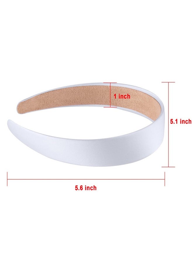 SIQUK Iquk 36 Pieces Satin Headbands White 1 Inch Wide Nonslip Headband Satin Hard Headbands Diy White Headbands For Women  - Image 3