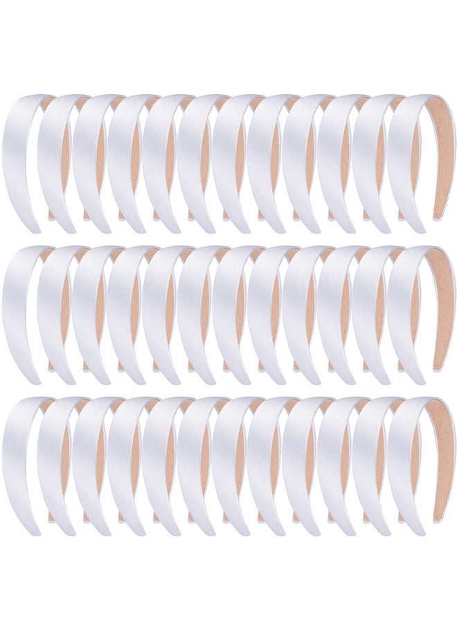 SIQUK Iquk 36 Pieces Satin Headbands White 1 Inch Wide Nonslip Headband Satin Hard Headbands Diy White Headbands For Women  - Image 2