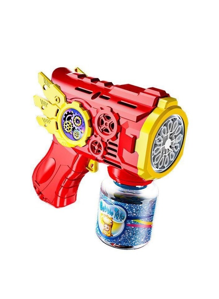 مسدس فقاعات للأطفال، آلة فقاعات مع 80 مل من محلول الفقاعات، أضواء، لعبة للأطفال للهواء الطلق (أحمر) - Image 1