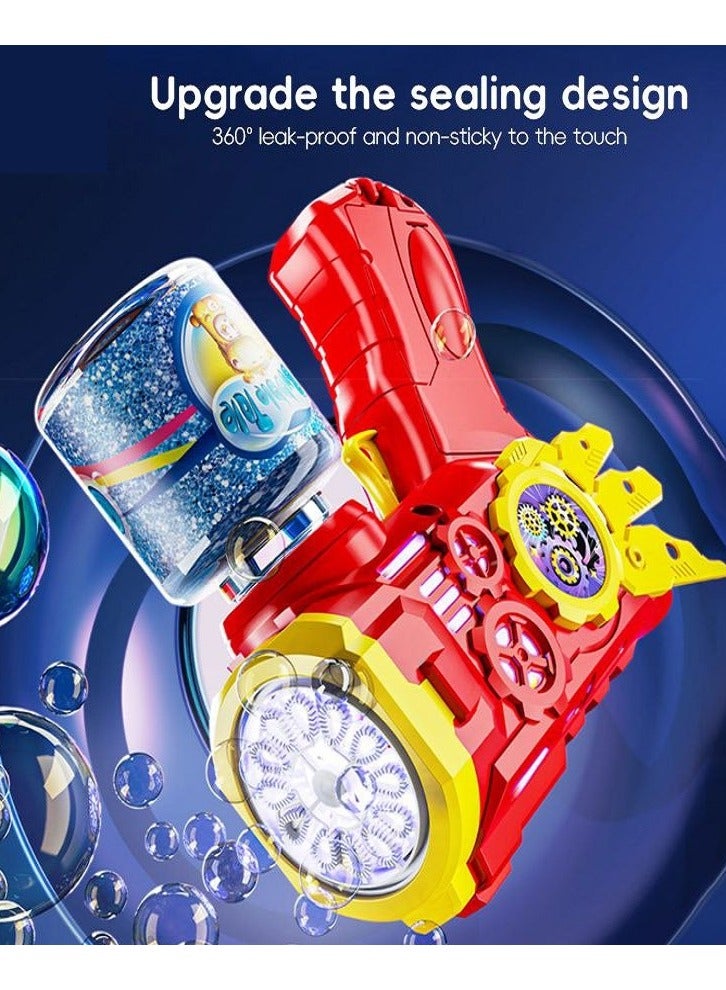 مسدس فقاعات للأطفال، آلة فقاعات مع 80 مل من محلول الفقاعات، أضواء، لعبة للأطفال للهواء الطلق (أحمر) - Image 2