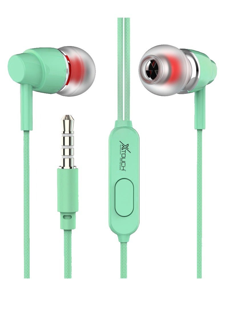 Blast Bass Classic Wired Earphones With Mic Volume Control Passive Noise Cancelling Earphones With Jack And Built In Woofer Best Sound Compatible With Smartphones And Laptops Green - Image 1