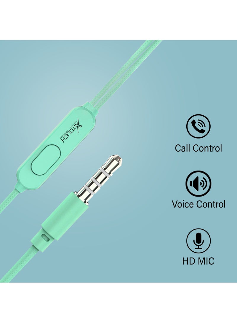 Blast Bass Classic Wired Earphones With Mic Volume Control Passive Noise Cancelling Earphones With Jack And Built In Woofer Best Sound Compatible With Smartphones And Laptops Green - Image 2