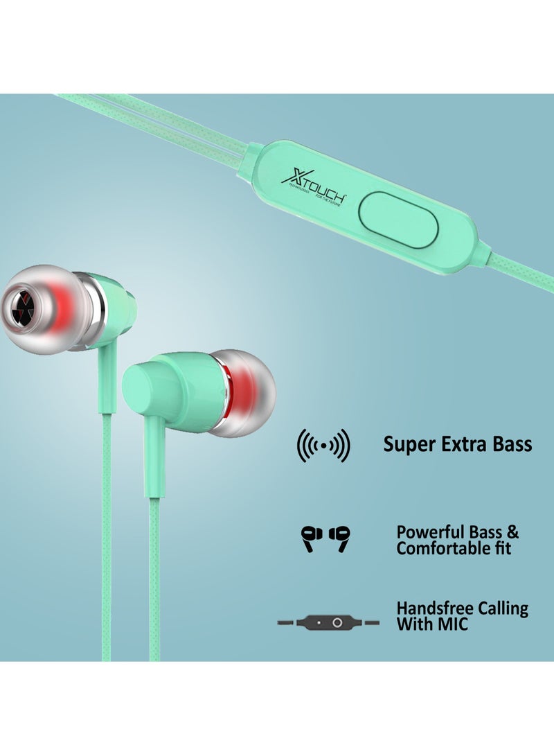 Blast Bass Classic Wired Earphones With Mic Volume Control Passive Noise Cancelling Earphones With Jack And Built In Woofer Best Sound Compatible With Smartphones And Laptops Green - Image 4