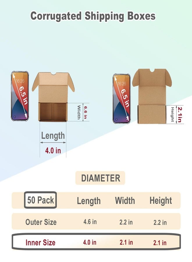 MEBRUDY 4.6x2.2x2.2 Inches Small Shipping Boxes Pack of 50, Corrugated Cardboard Box for Mailer Mailing Packing - Image 2