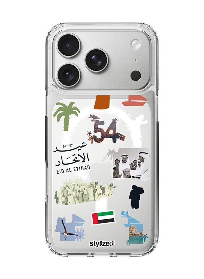 Stylizedd for iPhone 17 Pro Case [Compatible with MagSafe] Slim Magnetic cover Clear Phone Case - Eid Al Etihad 54th UAE National Day, Transparent - Image 1
