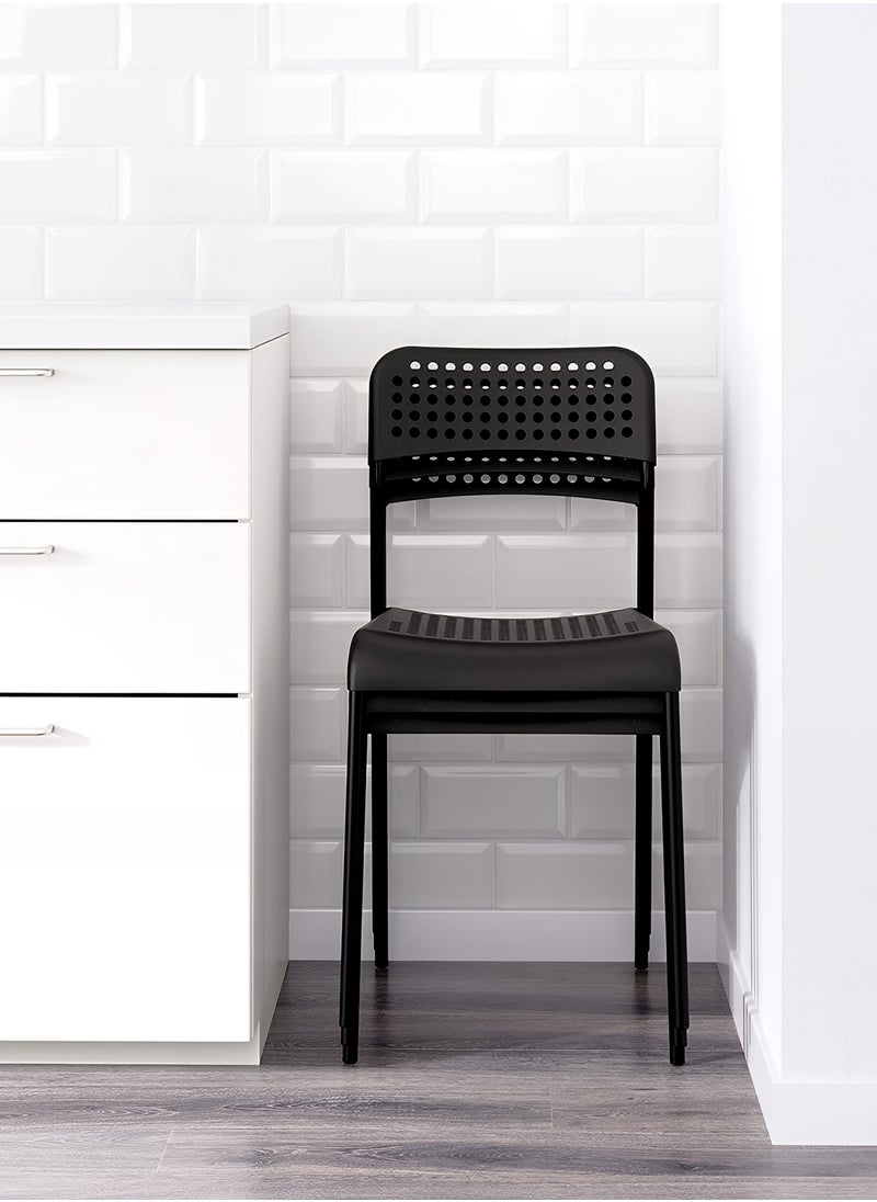 Taimi Set of 4 Dining Chair with Plastic Seat and Metal Legs, Stackable and Easy to Store, Multi-Use Chair for Living Room, Kitchen, Bedroom, Garden, Patio, and Balcony - Black  - Image 4
