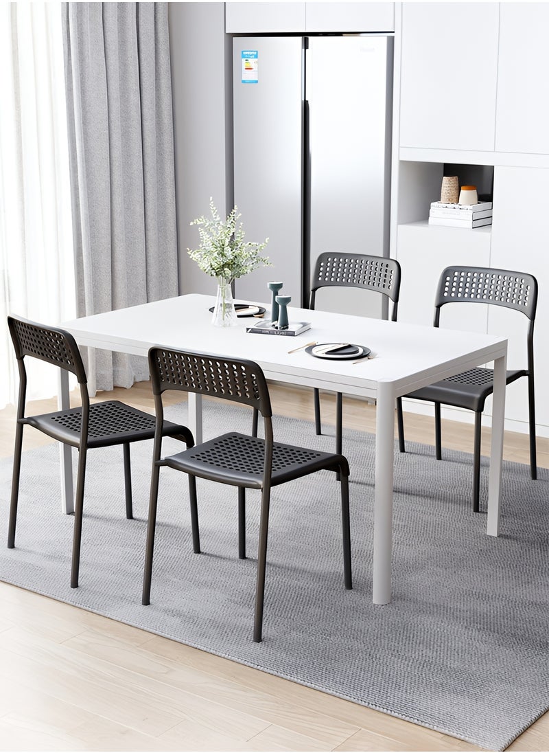 Taimi Set of 4 Dining Chair with Plastic Seat and Metal Legs, Stackable and Easy to Store, Multi-Use Chair for Living Room, Kitchen, Bedroom, Garden, Patio, and Balcony - Black  - Image 2