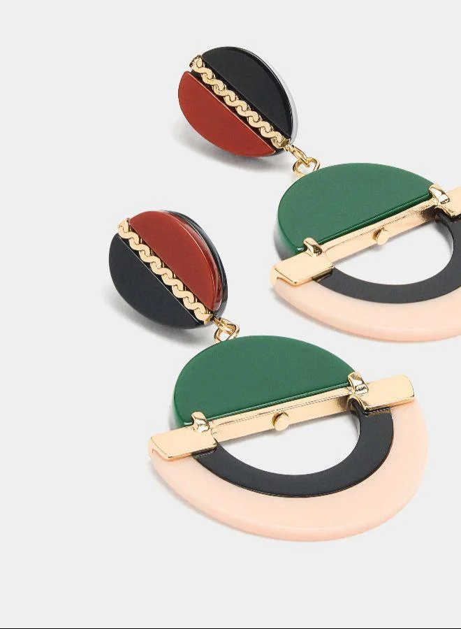 بارفوا أقراط طويلة مع راتنج متعدد الألوان متعددة الألوان