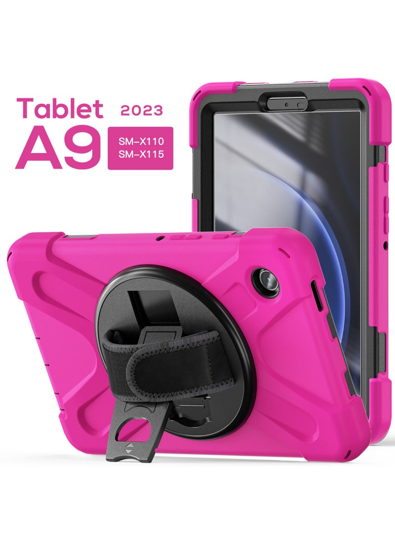 جراب Samsung Galaxy Tab A9 مقاس 8.7 بوصة 2023 SM-X110/X115/X117 للأطفال | جراب متين مقاوم للصدمات مع حامل دوار وحزام يد لجهاز Galaxy Tab A9 اللوحي 2023 - Image 2