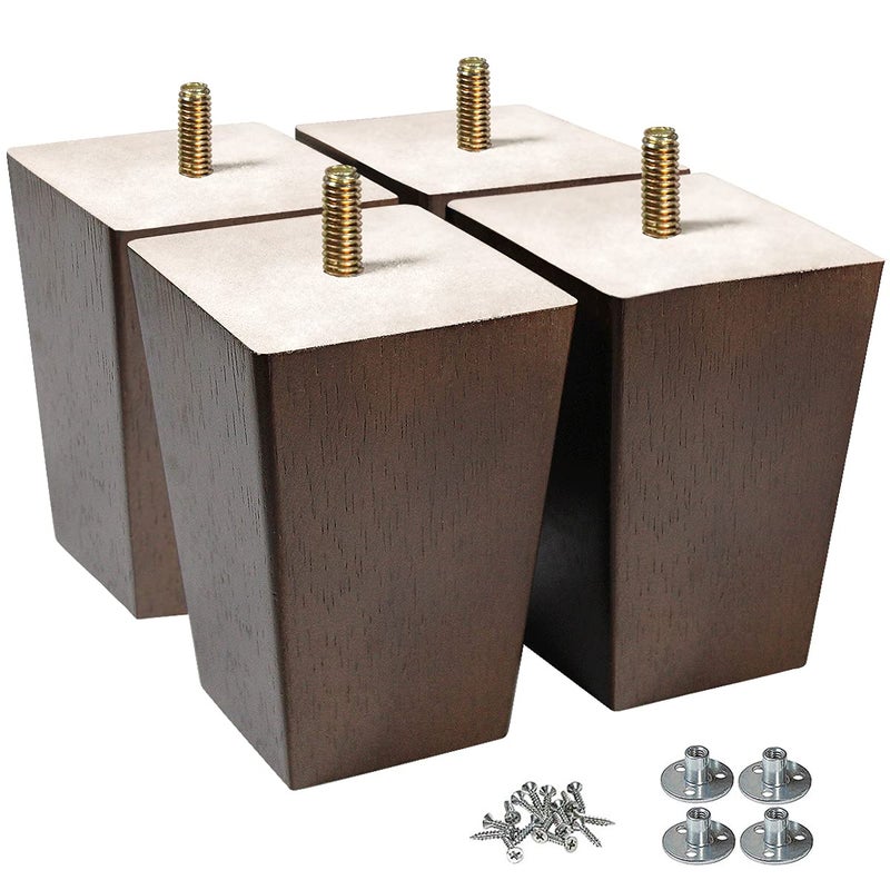 AORYVIC Wood Legs for Furniture 4 inch Sofa Legs Square Bed Legs Pack of 4