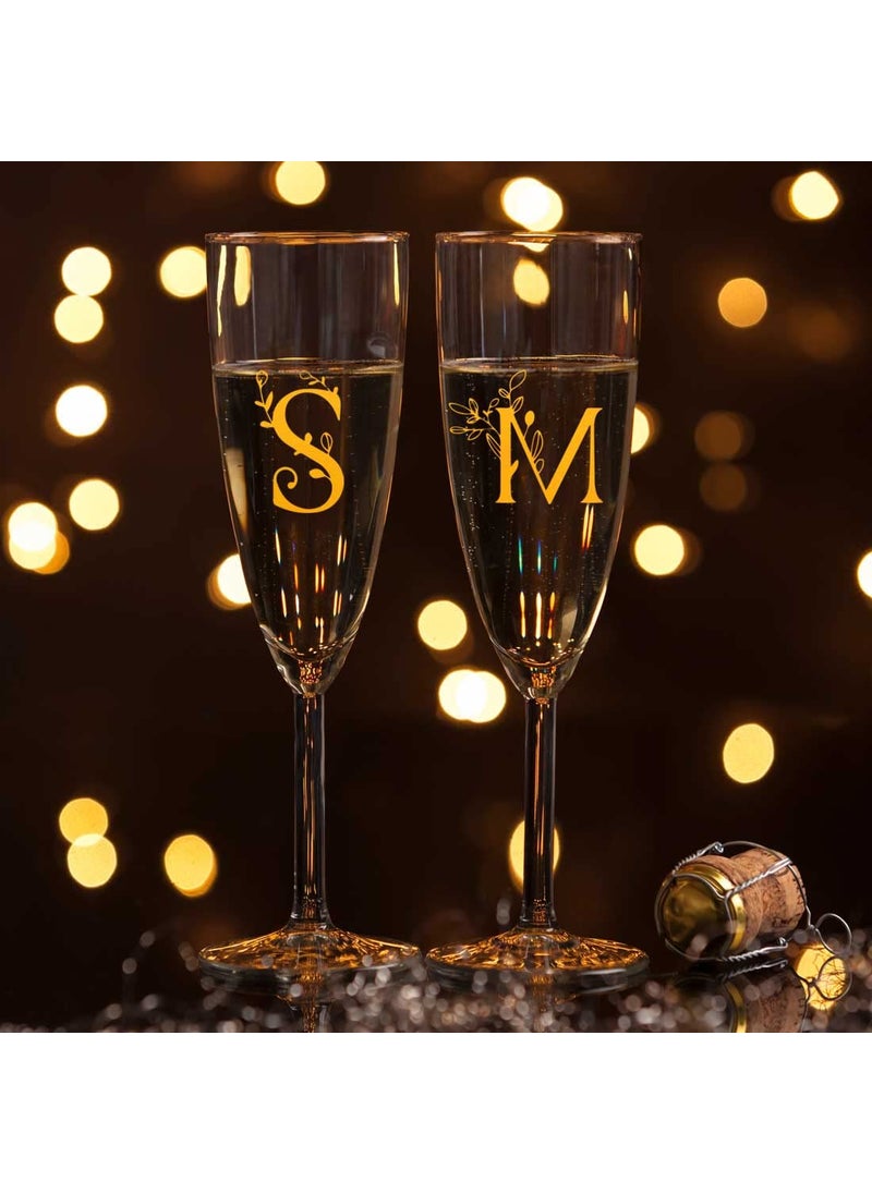 Nutcase Nutcase Custom Champagne Flute Glass Personalized Mimosa Glasses Monogram Initial  - Image 2