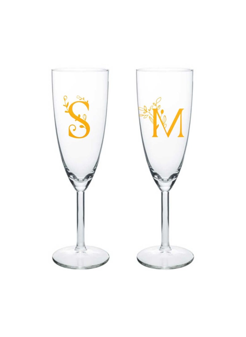 Nutcase Nutcase Custom Champagne Flute Glass Personalized Mimosa Glasses Monogram Initial  - Image 1