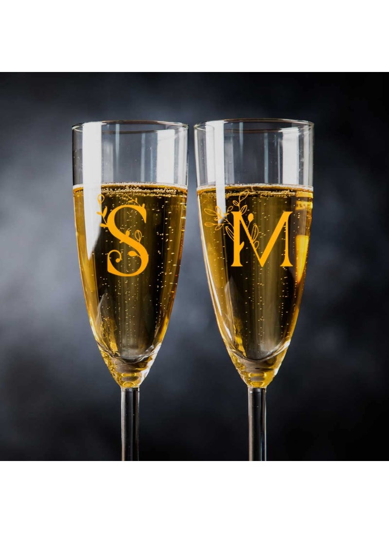 Nutcase Nutcase Custom Champagne Flute Glass Personalized Mimosa Glasses Monogram Initial  - Image 4