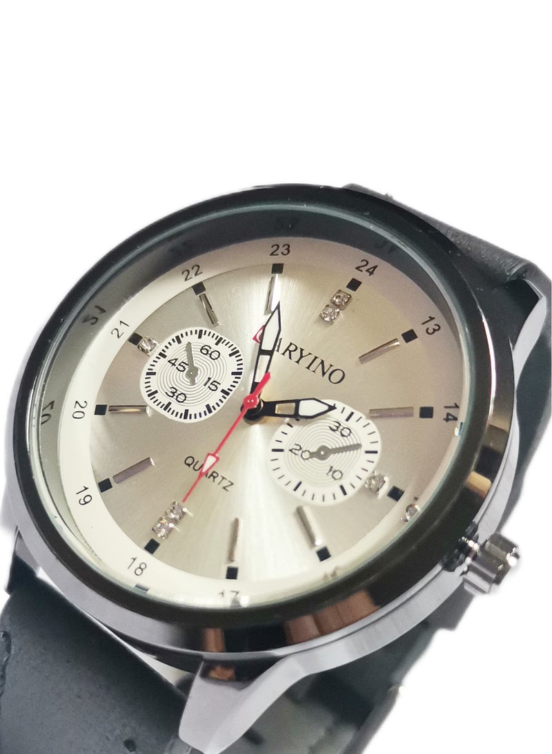 CARYINO Men's Watch with Set of High-end Leather Bracelets  - Image 2