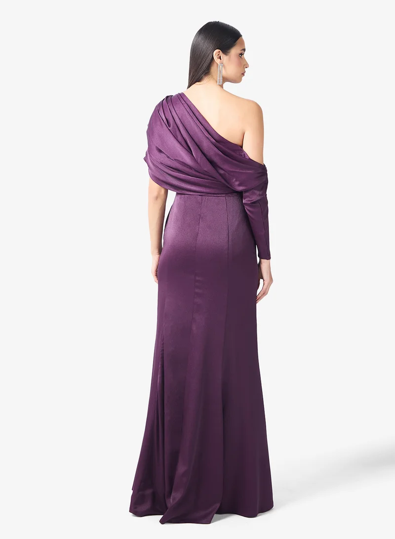 Namshi x One Shoulder Ruched Shimmer Mermaid Dress