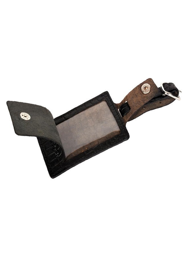 Sassora Genuine Leather Luggage Tag for Suitcases & Bags | Name ID Card Holder with Secure Buckle Strap & Privacy Flap | Travel Identifier for Men & Women - Image 2