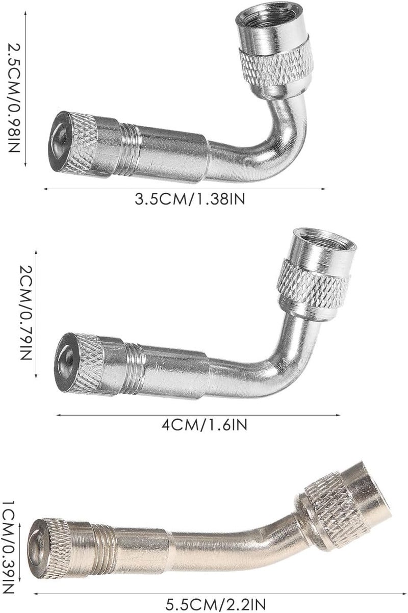 3pcs Set Silver 45° 90° 135° Angled Air Valve Stem Extensions for Self-Balancing Scooters Unicycles Cars for Easy Inflation - Image 2