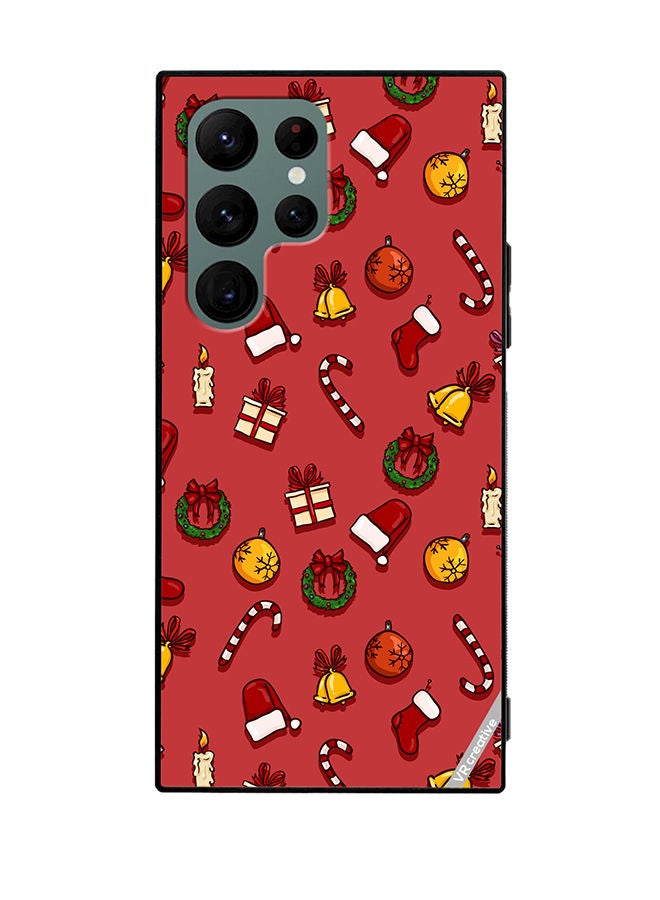 VR CREATIVE غطاء واقي لجهاز سامسونج جالاكسي S22 ألترا 5G بتصميم رموز عيد الميلاد متعدد الألوان - Image 1