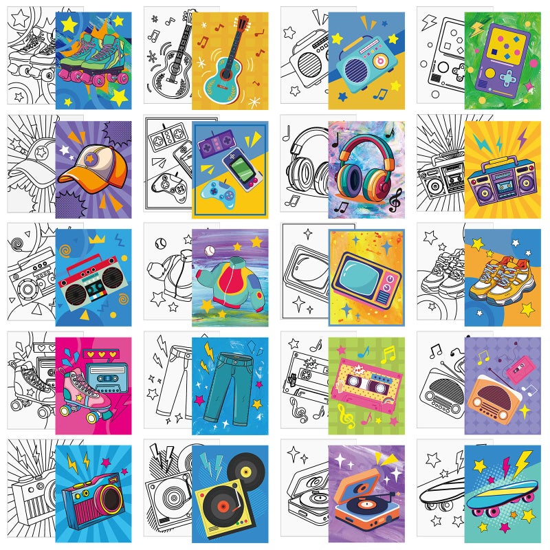 Sherr 20 Pcs Stretched Pre Drawn Canvas Afro Queen Black Art for Painting for Adults Outline Pre Drawn Stretched Cotton Canvas to Paint Party Set, 8 x 10'' (Retro) - Image 1