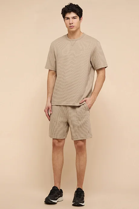 أر أند بي Solid T-Shirt with Crew Neck and Short Sleeves