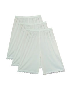 City Rose 3- Pieces Soft inner Short Trousers Silk 100% with Elasticised Waistband Women Off White  - Image 1
