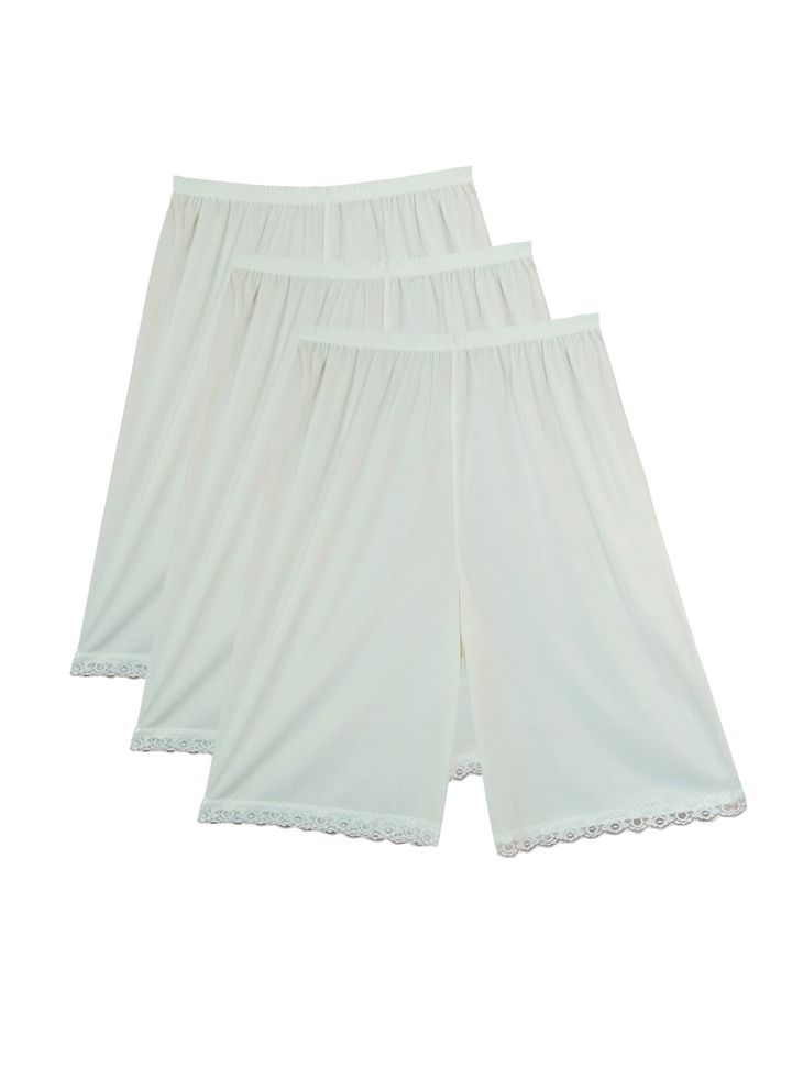 City Rose 3- Pieces Soft inner Short Trousers Silk 100% with Elasticised Waistband Women Off White - Image 1