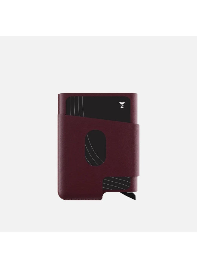Hitch CUT-OUT Cardholder - RFID Block Featured - Handmade Natural Genuine Leather - Burgundy - Image 3