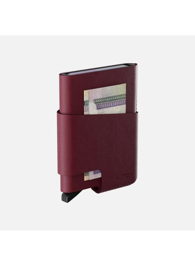 Hitch CUT-OUT Cardholder - RFID Block Featured - Handmade Natural Genuine Leather - Burgundy - Image 4