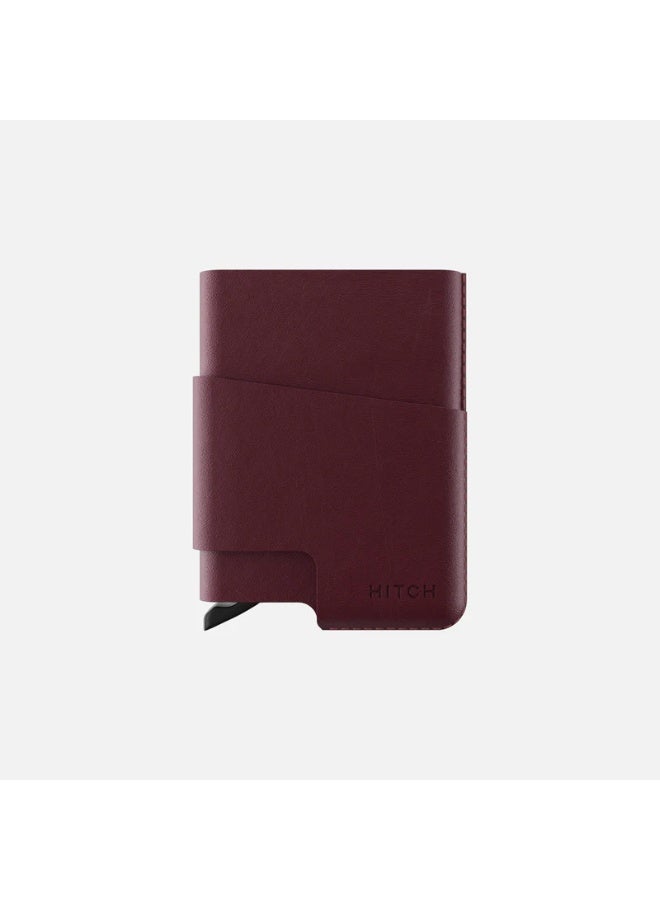 Hitch CUT-OUT Cardholder - RFID Block Featured - Handmade Natural Genuine Leather - Burgundy - Image 5