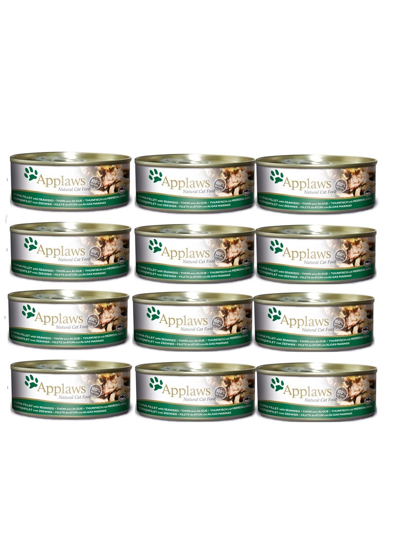 Applaws 12Pc Natural Tuna with Seaweed Cat Wet Food Tin 156g - Image 1
