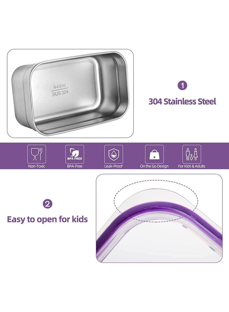 Stainless Steel Lunch Box for Kid School,Insulated Bento Lunch Box with Tableware and Bag,720ml 3 Compartment Divided Lunch Containers