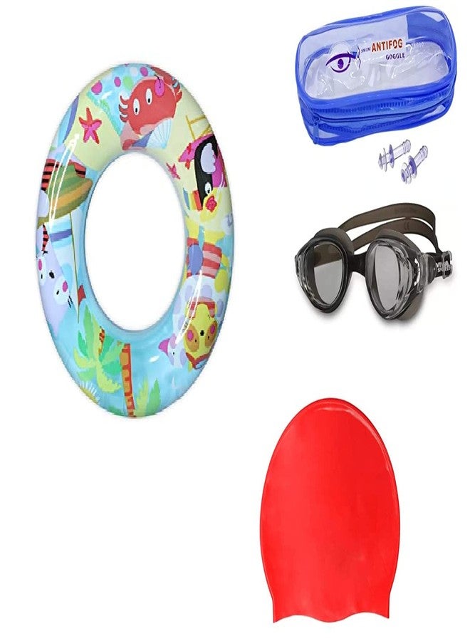 Fully Floating Swimming Ring with Swim Goggles and Silicone for Swimming Pool Accessories - Image 1
