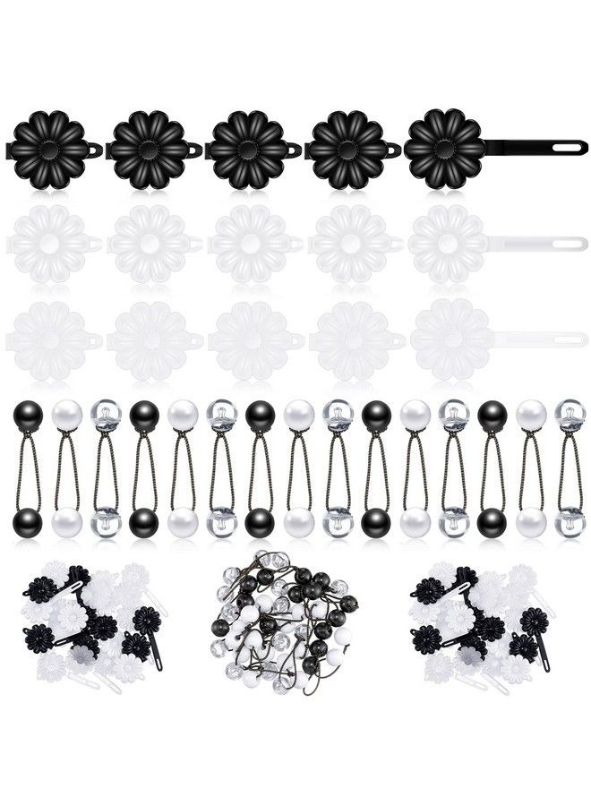 Jutom 72 Pcs Hair Barrettes For Girls Hair Balls Self Hinge Hair Barrettes Ties Bubble Hair Accessories Set 80S 90S Bow Flower Hair Tie Plastic Hair Clips For Baby Toddler (Black White Clear) - Image 1
