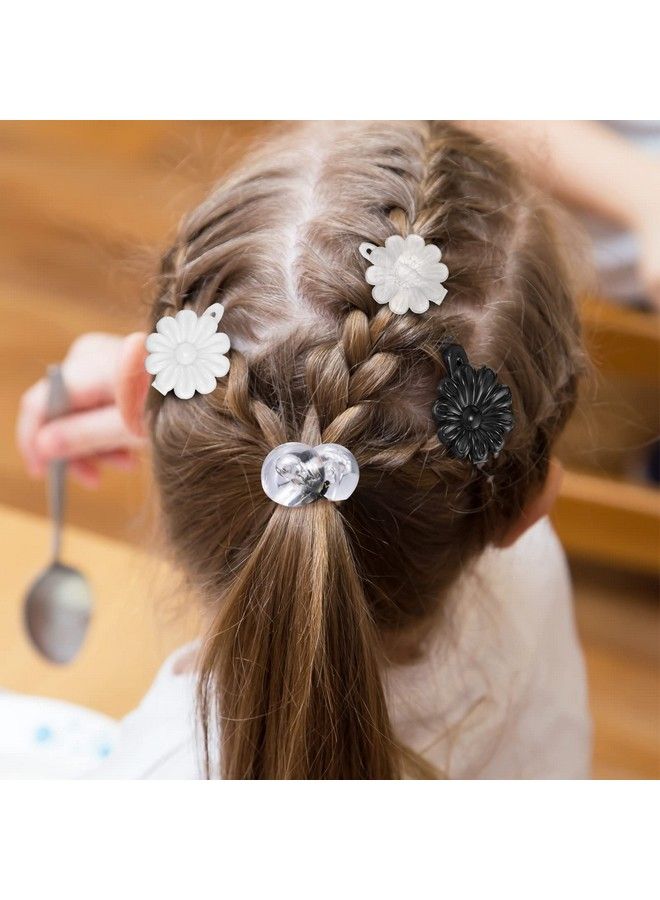 Jutom 72 Pcs Hair Barrettes For Girls Hair Balls Self Hinge Hair Barrettes Ties Bubble Hair Accessories Set 80S 90S Bow Flower Hair Tie Plastic Hair Clips For Baby Toddler (Black White Clear) - Image 5