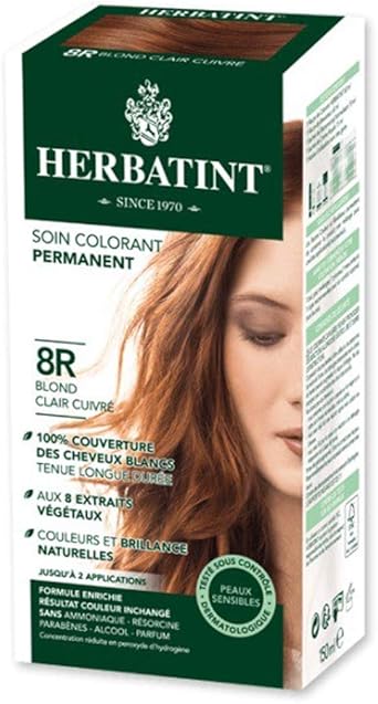 Herbatint Permanent Dye Care Of 8 Plant Extracts 150ml 8R Light Blond Copper