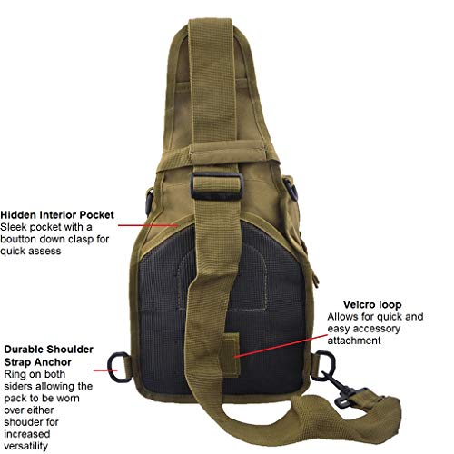 FAMI Outdoor Tactical Bag Backpack, Military Sport Bag Pack Sling Shoulder Backpack Tactical Satchel for Every Day Carry (Tan) - Image 4