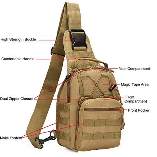 FAMI Outdoor Tactical Bag Backpack, Military Sport Bag Pack Sling Shoulder Backpack Tactical Satchel for Every Day Carry (Tan) - Image 3