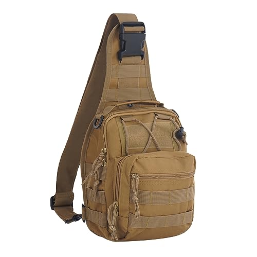 FAMI Outdoor Tactical Bag Backpack, Military Sport Bag Pack Sling Shoulder Backpack Tactical Satchel for Every Day Carry (Tan) - Image 1