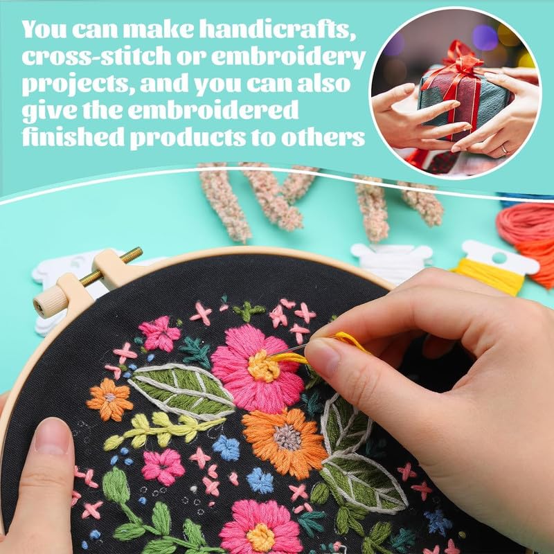 Aakriti Embroidery Floss Skeins Mixed Colors Cross Stitch Thread Hand Sewing Needle for Embroidery Rainbow Color Friendship Bracelet Making Sewing Crafts 7 Pcs  - Image 3