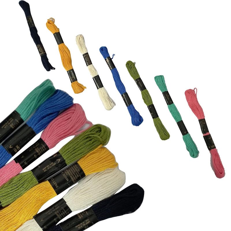 Aakriti Embroidery Floss Skeins Mixed Colors Cross Stitch Thread Hand Sewing Needle for Embroidery Rainbow Color Friendship Bracelet Making Sewing Crafts 7 Pcs  - Image 1