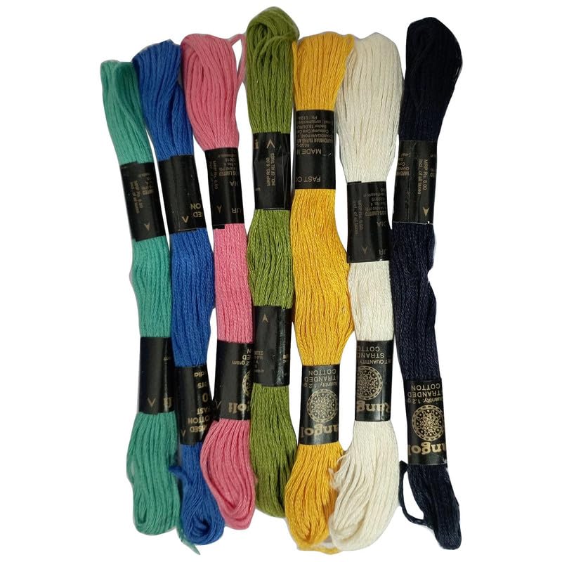 Aakriti Embroidery Floss Skeins Mixed Colors Cross Stitch Thread Hand Sewing Needle for Embroidery Rainbow Color Friendship Bracelet Making Sewing Crafts 7 Pcs  - Image 2