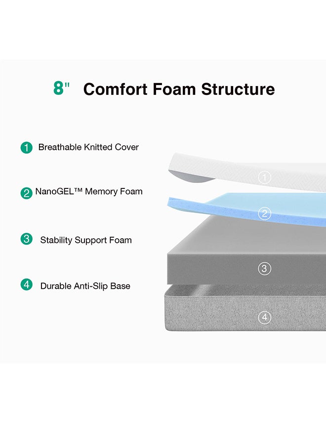 Novilla Queen Size Mattress, 8-Inch Gel Memory Foam Mattress for Pressure Relief, Enhanced Support & Comfort, Queen Bed in a Box, Bliss - Image 3