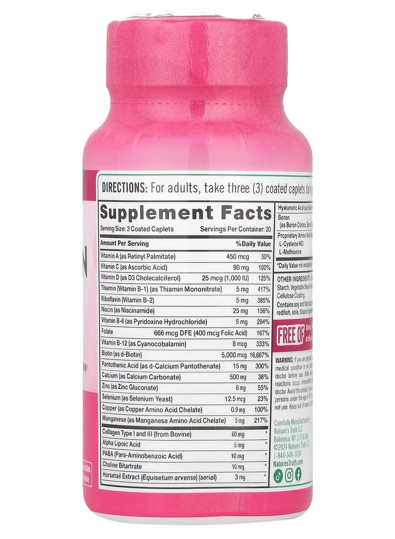 Nature's Truth Ultra Hair, Skin & Nails Plus Biotin, 60 Coated Caplets - Image 3