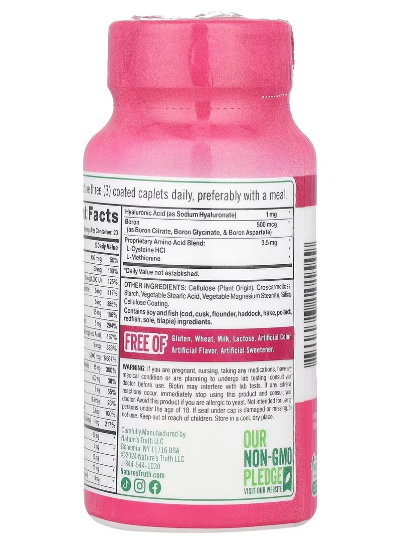 Nature's Truth Ultra Hair, Skin & Nails Plus Biotin, 60 Coated Caplets - Image 2