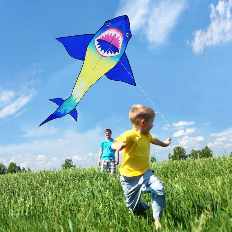 Honbo Large Shark Kites for Kids & Adults, Easy to Fly, Beginner Kite for Boys & Girls for Outdoor Game, Beach Trip, and 60 Meters String for Summer - Image 3